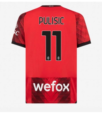 Lacne Muži Futbalové dres AC Milan Christian Pulisic #11 2023-24 Krátky Rukáv - Domáci